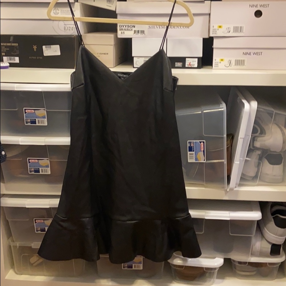 Oliviaceous black pleather dress spaghetti strap